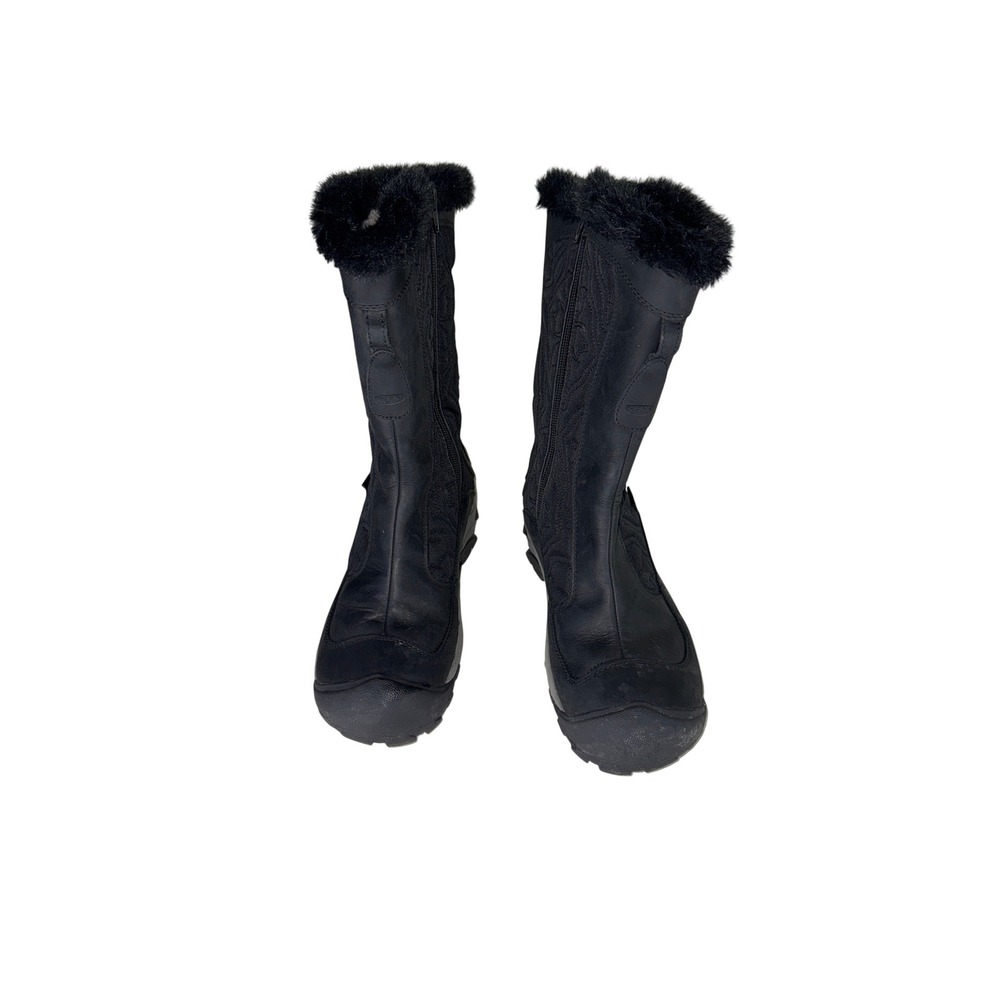 Keen Bern Baby Bern Black Leather Waterproof Winter Boots Faux Fur Trim Size 9
